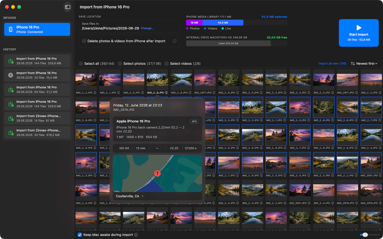Photo RollOff: move iPhone photos to your Mac, without iCloud and without the Photos Library